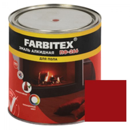 Эмаль ПФ-266 красно-коричневая алкидная 1,8 кг Farbitex